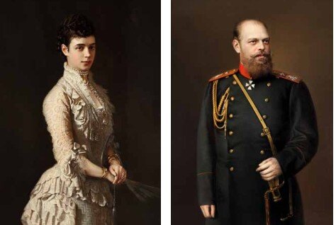 Портреты Александра III и его супруги Мария Федоровны. Источник фото: книга "Датский фарфор в Петергофе". Автор Т. Н. Носович