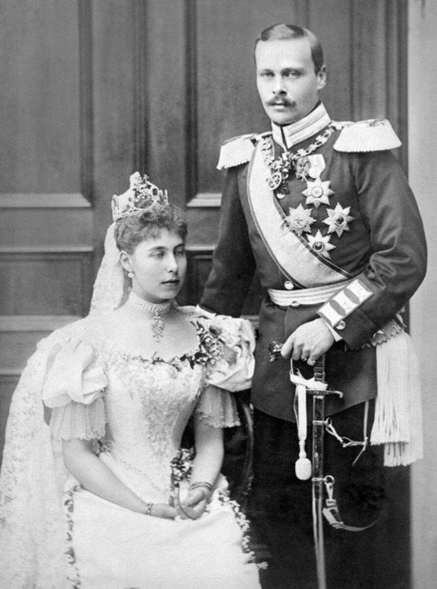 Эрнст Людвиг и Виктория Мелита в день свадьбы