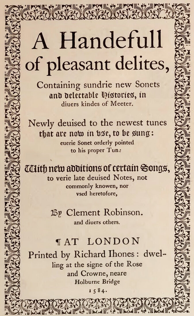 Сборник "Горсть приятных наслаждений", 1584 год