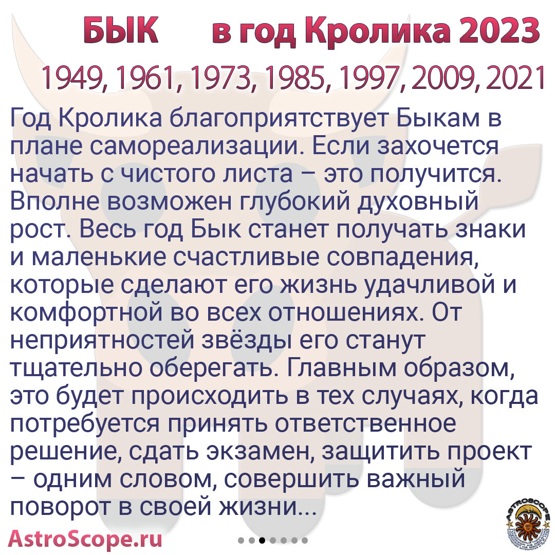 Год Кролика 2023 для Быка