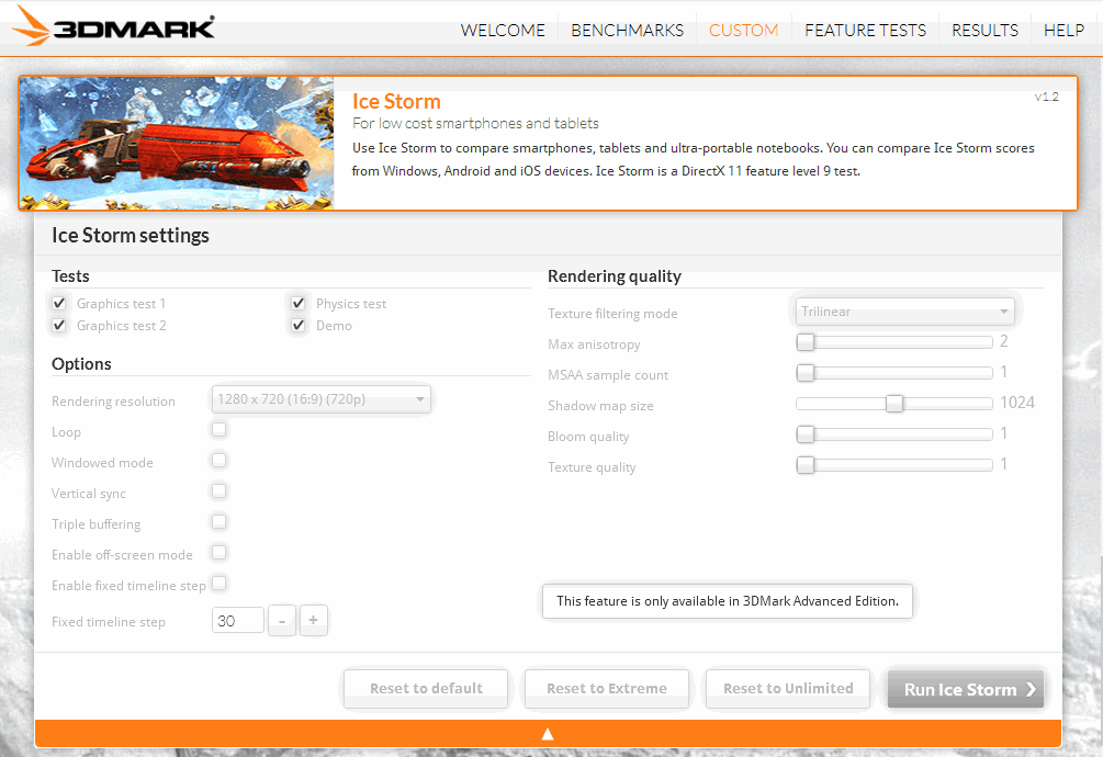 3DMark Basic Edition - один из наиболее популярных бенчмарков, предназначенный для тестирования ПК с целью определения производительности его компонентов. Данная версия включает в себя разнообразные тесты (синтетические тесты видеосистемы, тесты ЦП и пр.), в том числе разработанные для тестирования специфических компонентов (от смартфонов до высокопроизводительных игровых компьютеров).
