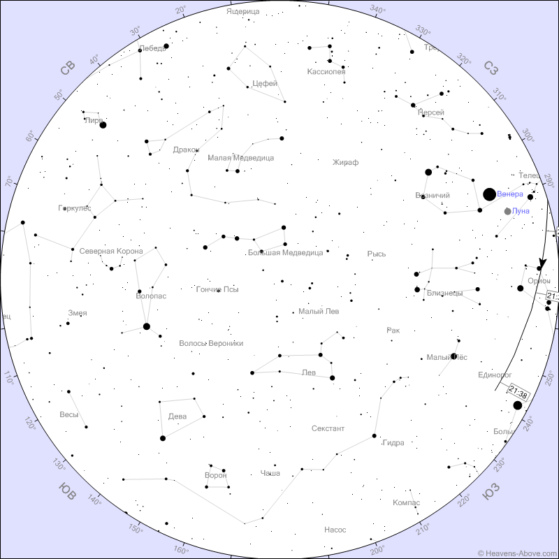 Вторая серия спутников. пролет  21:37 - 21:38. 