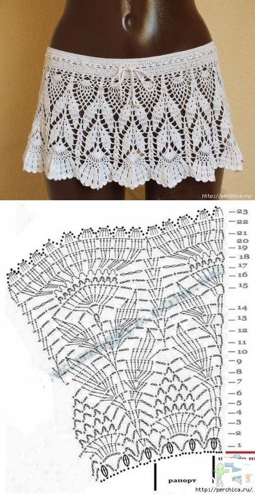 Юбки вязаные крючком летние со схемами и описанием