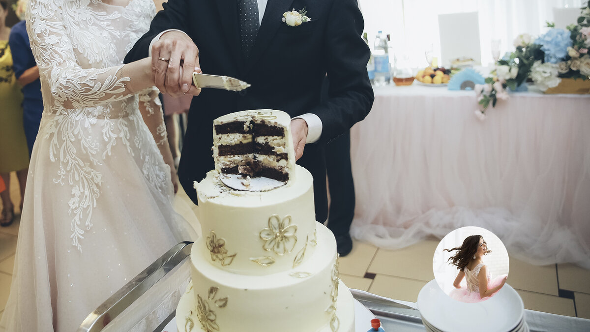 Наш торт. Разрезаем первые кусочки. Подписывайтесь на канал и ставьте лайки.