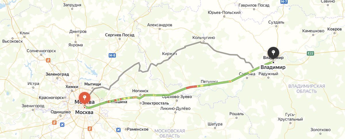 Дорога Москва-Владимир занимает 5 часов с остановками.