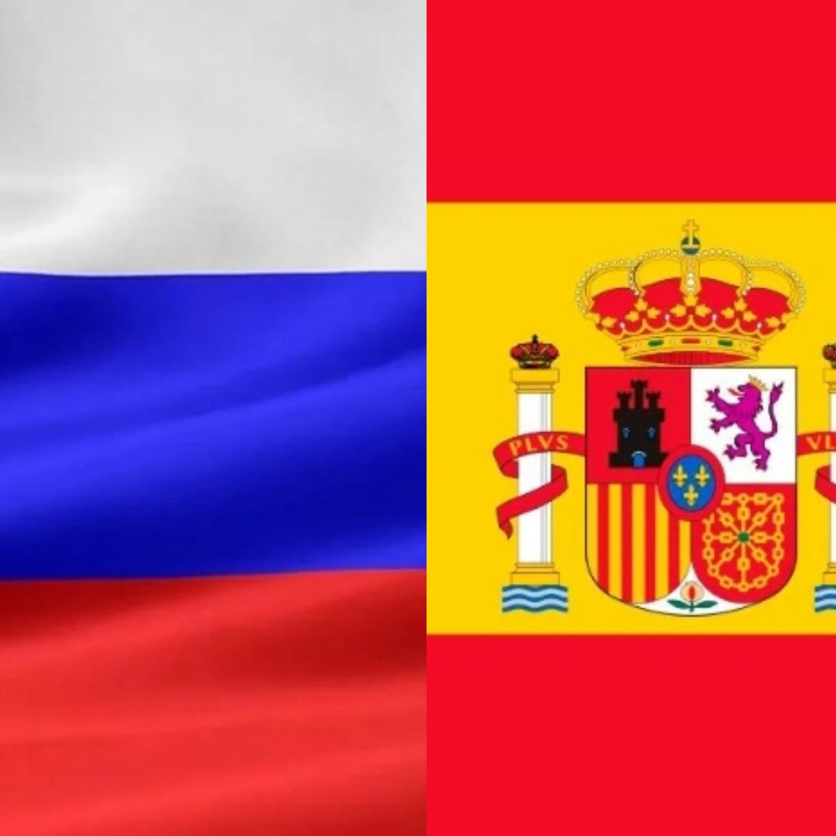 Флаг России и Испании.