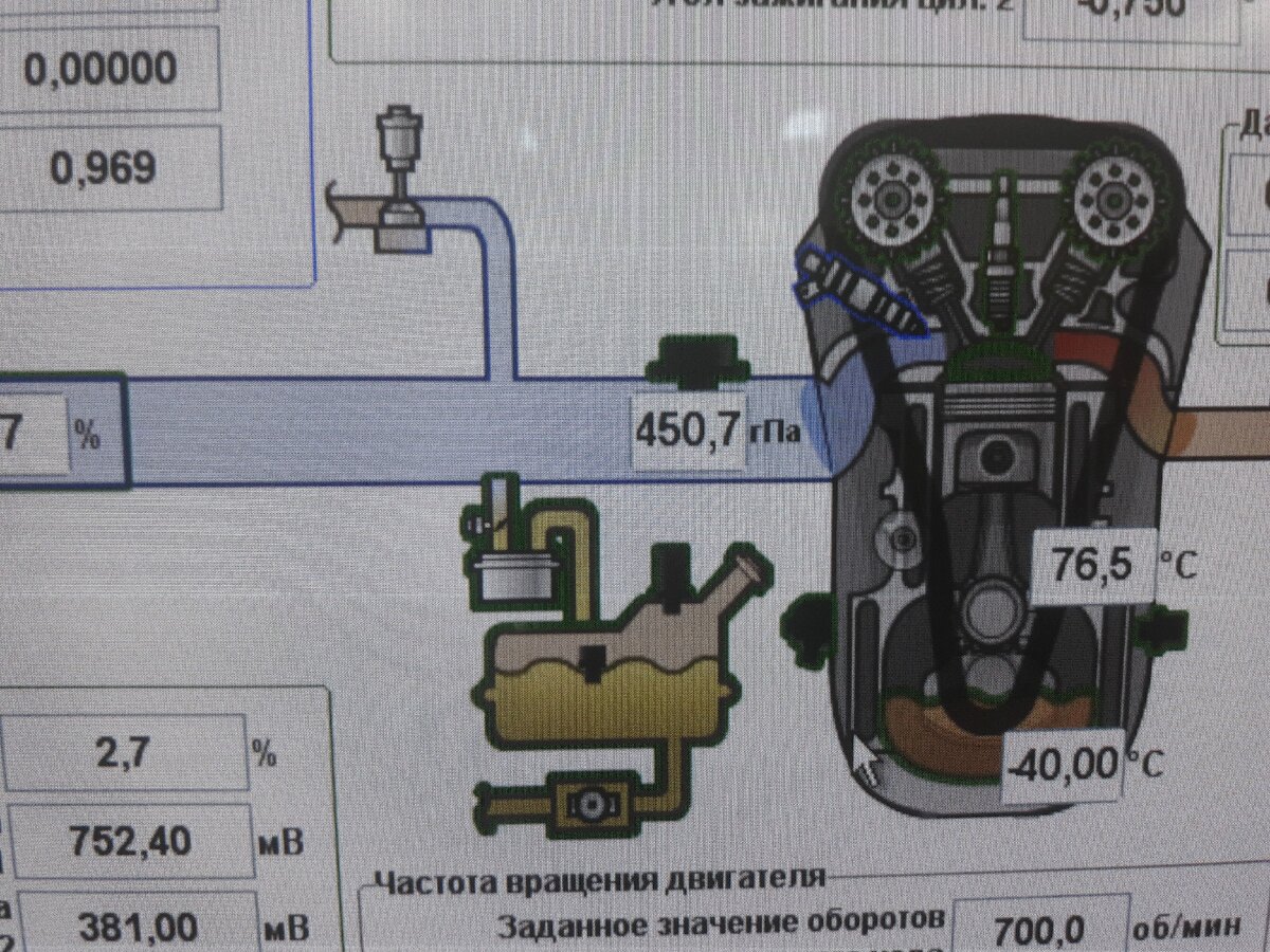 Скрин диагностической программы.