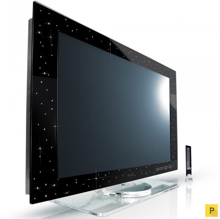 
2. Keymat’s Yalos Diamond
При «всего» 40-дюймовой диагонали и относительно выдающихся видео характеристиках телевизор Keymat’s Yalos Diamond TV имеет стоимость порядка 130 тысяч долларов. Такая стоимость во многом продиктована тем, что телевизор (для чего-то) украшен 160 небольшими бриллиантами.
