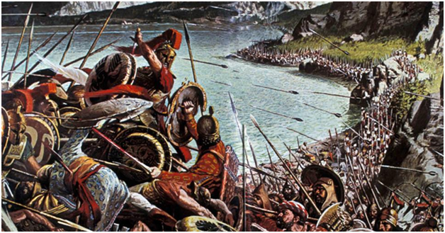 Эллины оборонялись в крепости, которая находилась на скале.