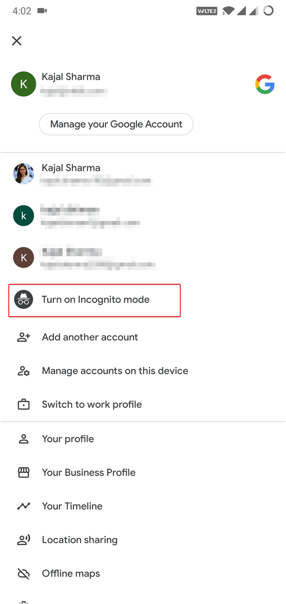 Включить режим инкогнито