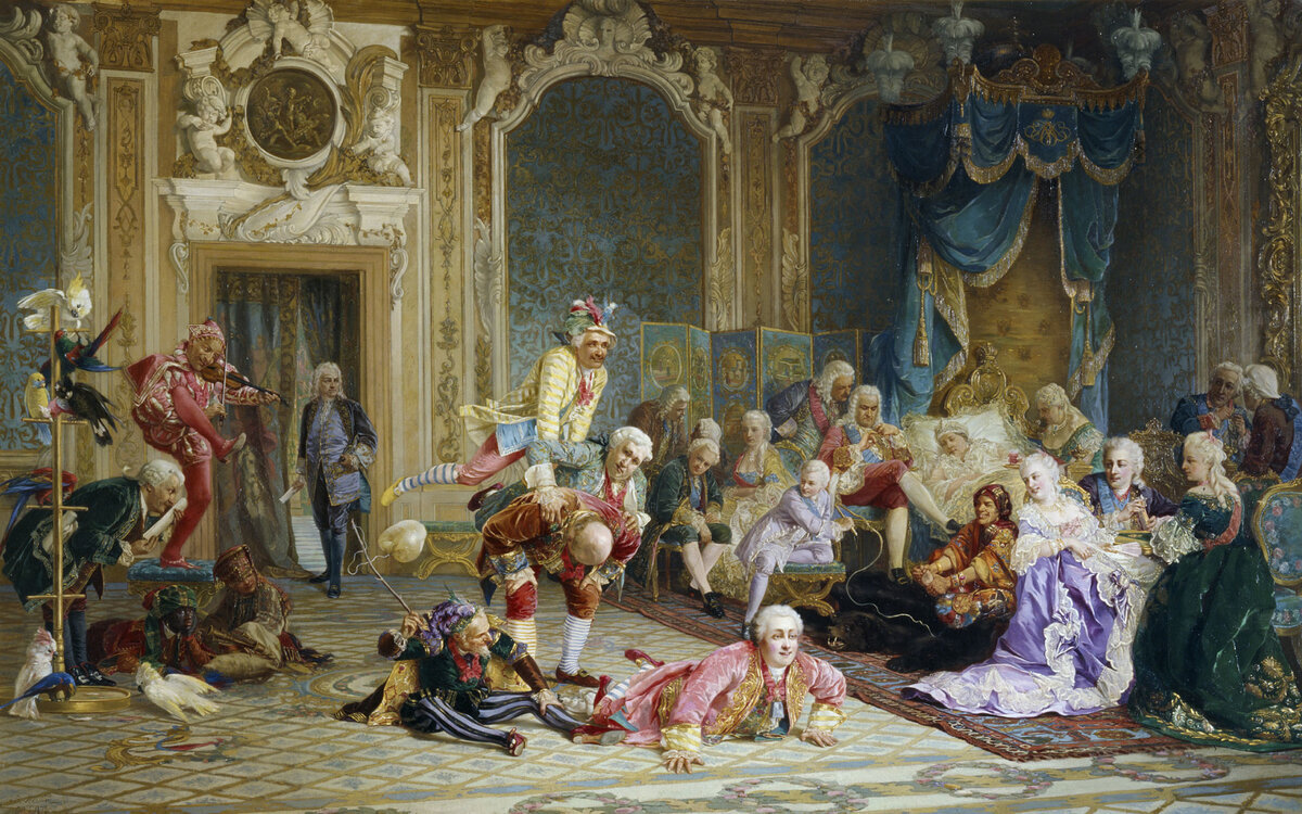 Холст, масло., 1872, (1836-1901), Валерий ЯКОБИ, Шуты при дворе императрицы Анны Иоанновны. Взято с просторов интернета