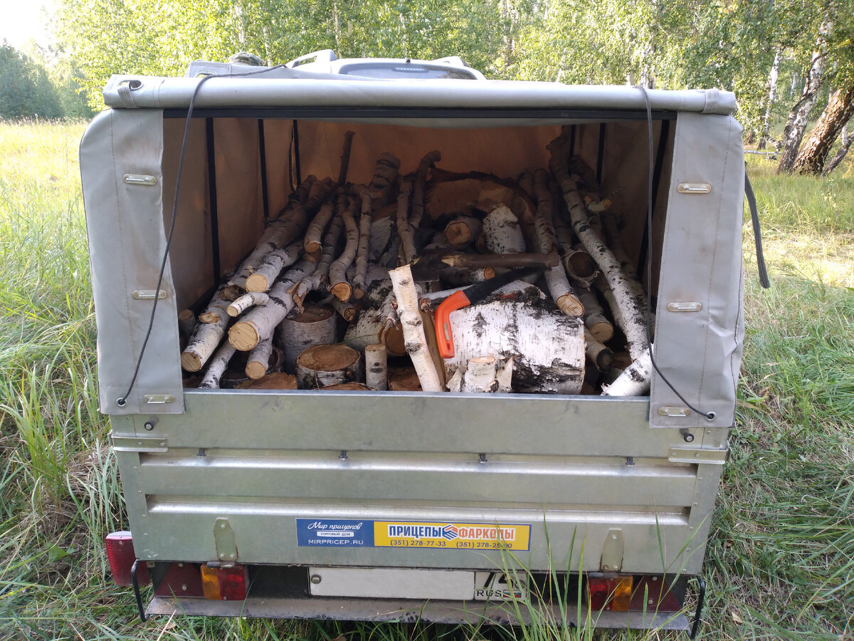 Первый выезд за валежником на прицепе