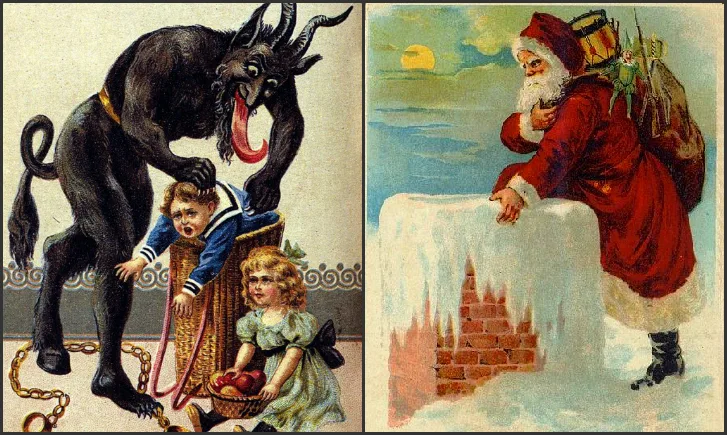 Крампус и Санта. Открытки с racingnelliebly.com