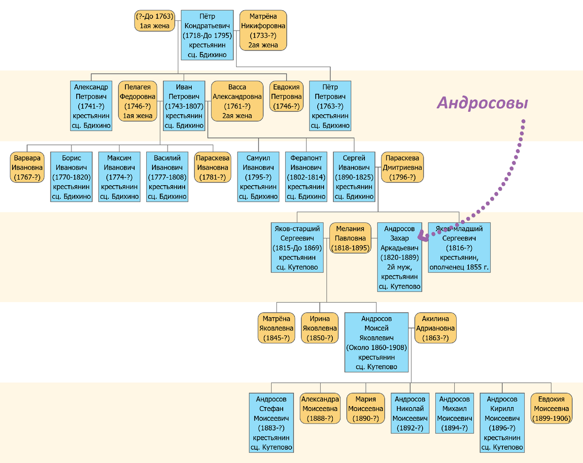 Фрагмент родословной Андросовых.