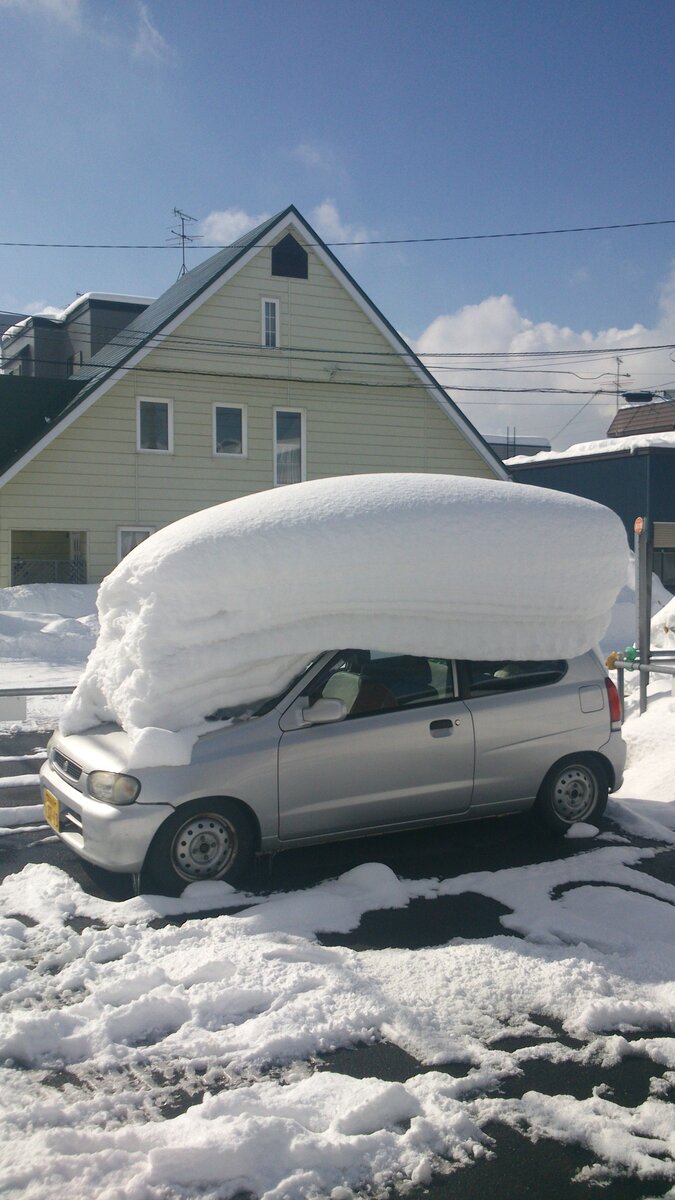 Саппоро, Хоккайдо. Уровень снега к началу весны. 