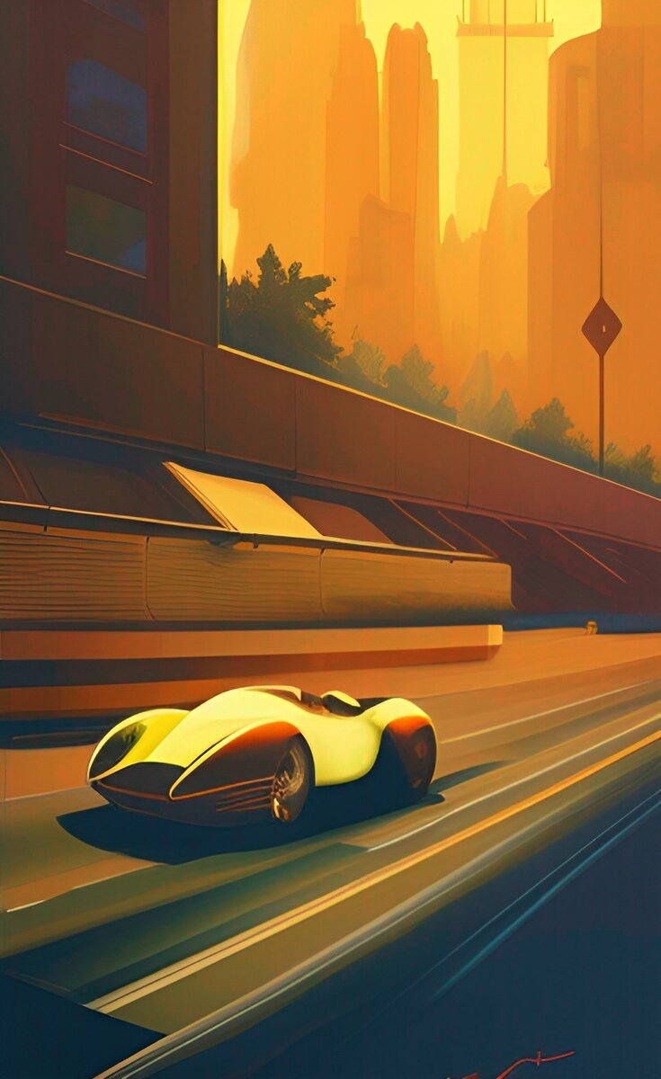 Спортивный автомобиль, нарисованный нейросетью DREAM AI 