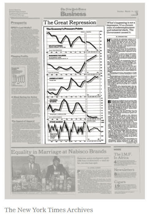 Заголовок статьи в New York Times марта 1982 г.