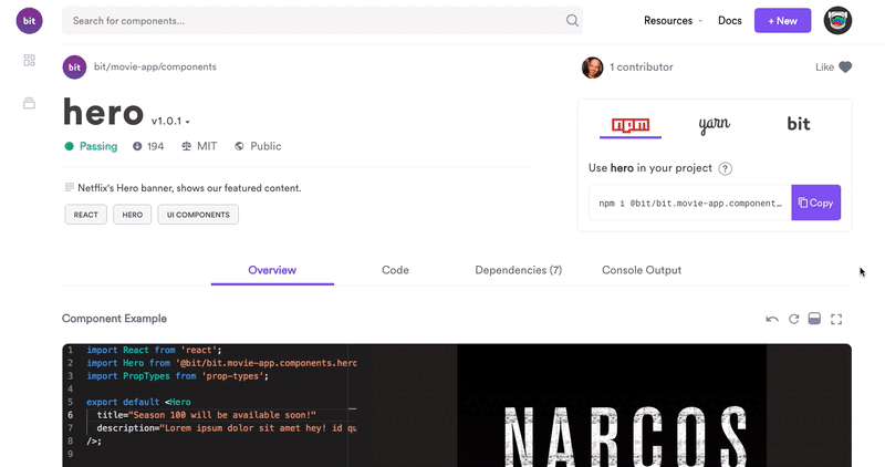 Обнаруживайте, пробуйте и используйте компоненты из bit.dev