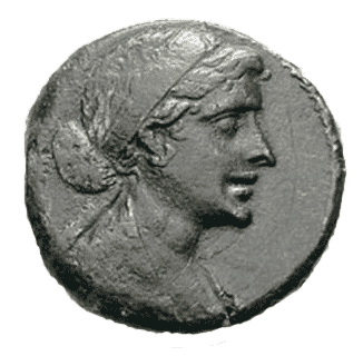  профиль монет с Клеопатрой VII  