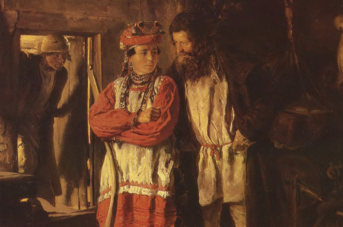"Свекор", Владимир Маковский, 1888. (сс) Wikimedia Commons. Деталь.