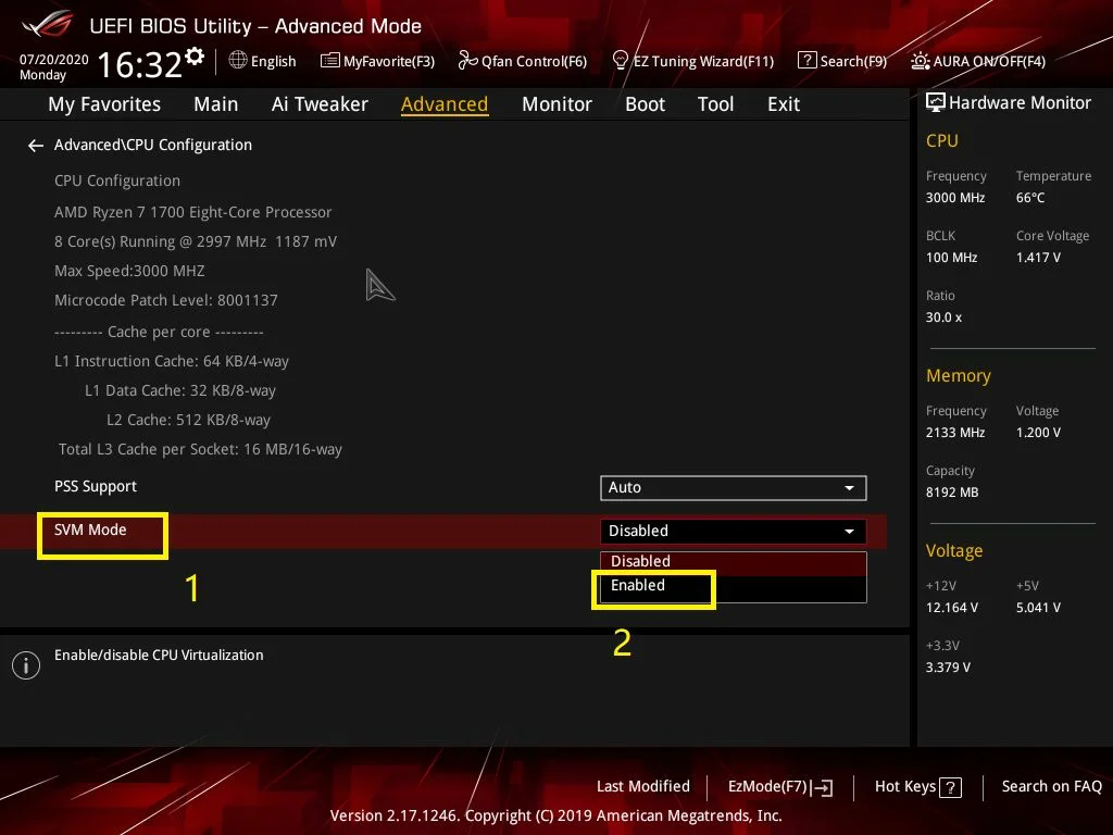 SVM Mode для процессоров AMD