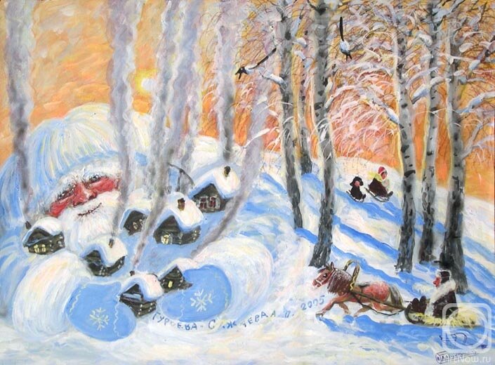 Ой, Мороз-мороз. Бумага/смешанная техника 33см x 45см. 2005 г.