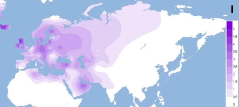 "ПАЛЕОЕВРОПЕЙСКАЯ" У-ГАПЛОГРУППА I ШИРОКО РАСПРОСТРАНЕНА И НА БЛИЖНЕМ ВОСТОКЕ. (викимедиа.орг)