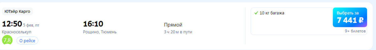 РЕЙС ИЗ КРАСНОСЕЛЬКУПА В ТЮМЕНЬ. ФОТО: TUTU.RU