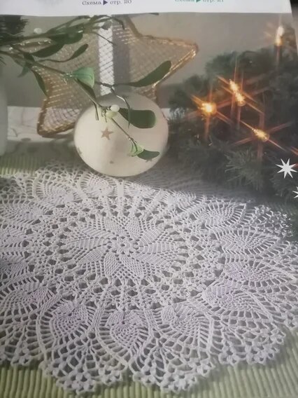 Схема кружевной салфетки "С ананасами" из журнала 