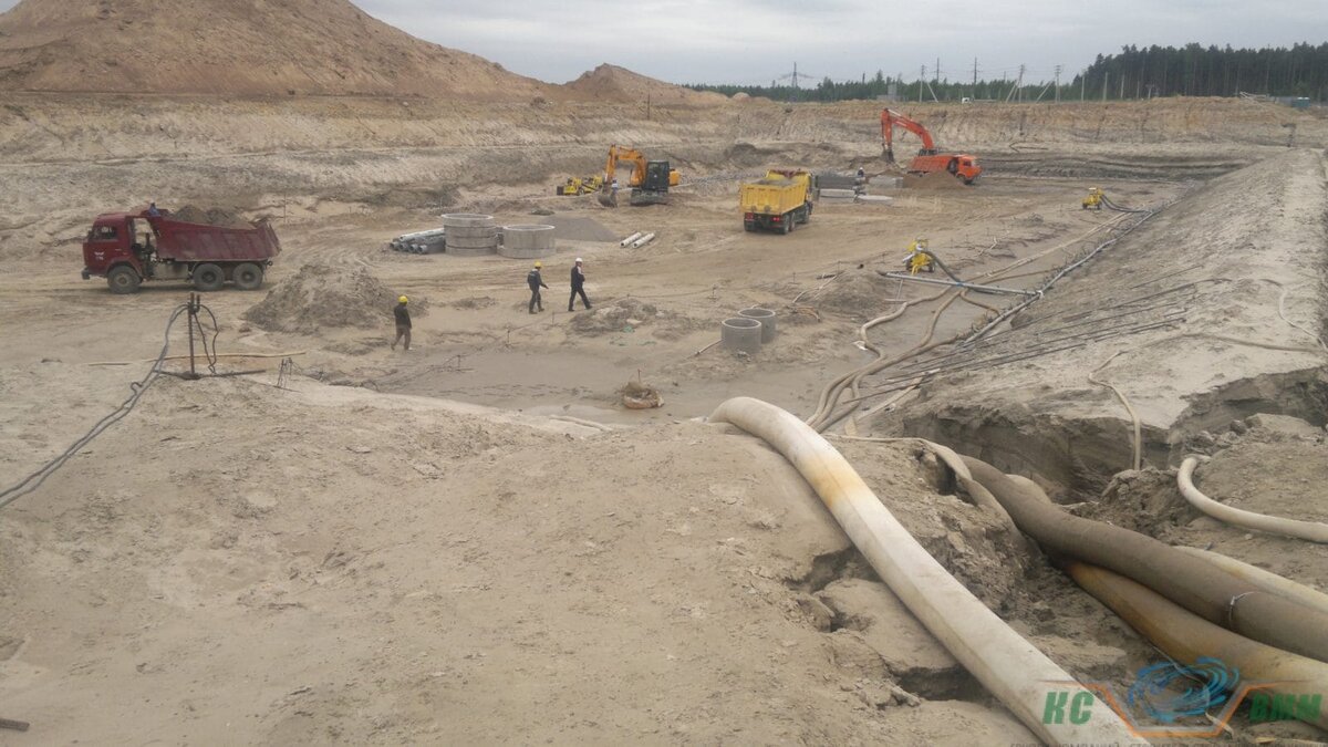 Выполнение осушения грунта под разработку котлована согласно проекту