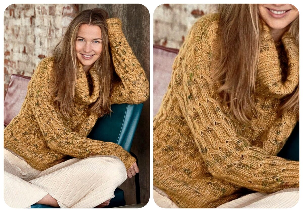 Горчичный свитер с воротником хомут