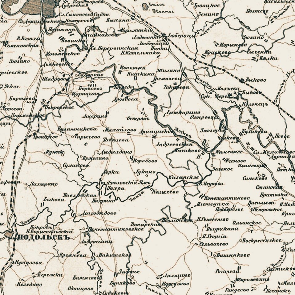 Деревня "Андреевская" на карте Московской губернии в атласе Ильина, 1871 год