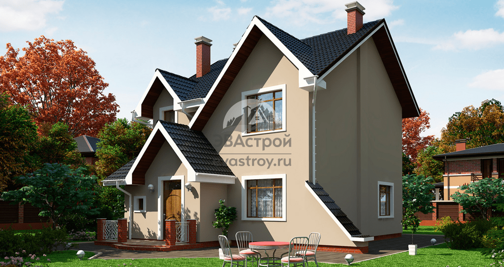 Проект двухэтажного жилого жилого дома 338 м2 из газобетона с кабинетом ЭВАстрой