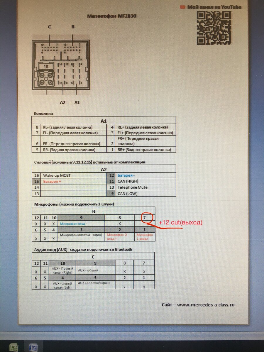 Распиновка магнитол мерседес