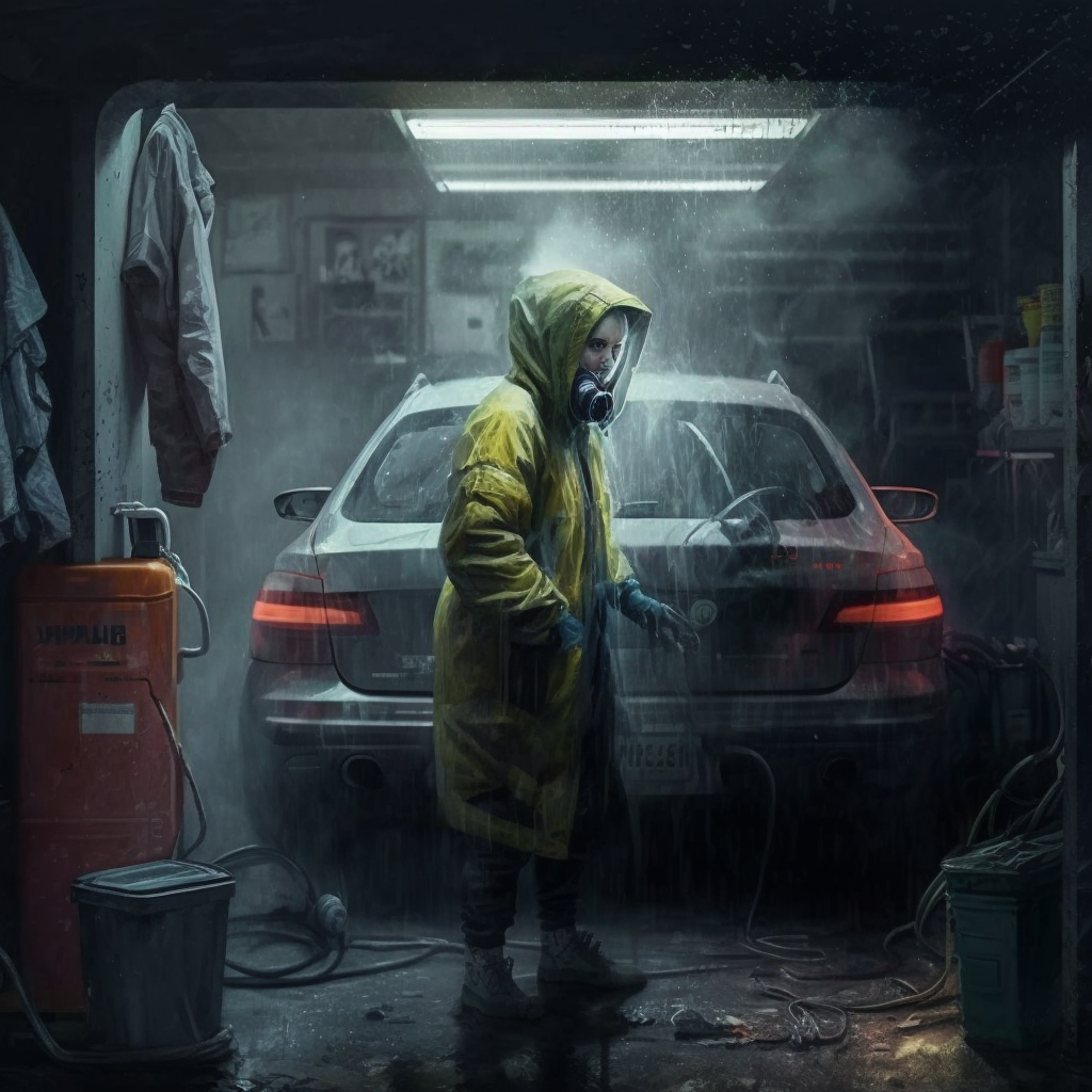 На самом деле, тут должны мыть Карен от радиации, но это Midjourney, она так видит