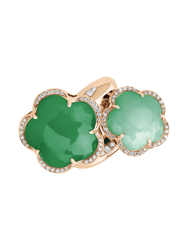 Кольцо Pasquale Bruni Bon Ton из розового золота с бриллиантами и хризопразами