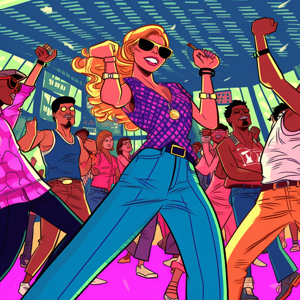 Чем дальше от фокуса камеры, тем набросчатее становятся лица на этом ярком наброске