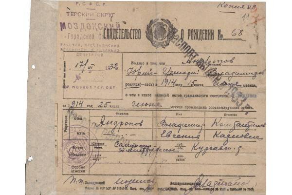 Свидетельство о рождении. Источник: Wikipedia.