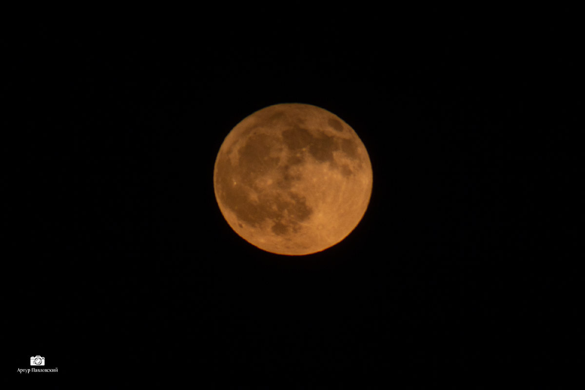 Как прекрасен наш естественный спутник Земли - Луна!
Технические данные: диафрагма f\0, выдержка 1/60 с, ISO-400, фокусное расстояние 600 мм.