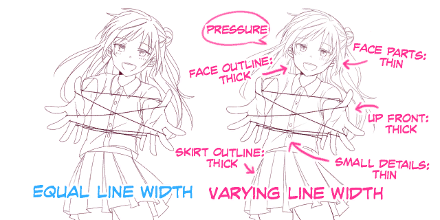 How to draw lines. Туториал ширина лайна. Лайнарт стойкость. Готовые лайн арты персонажей.