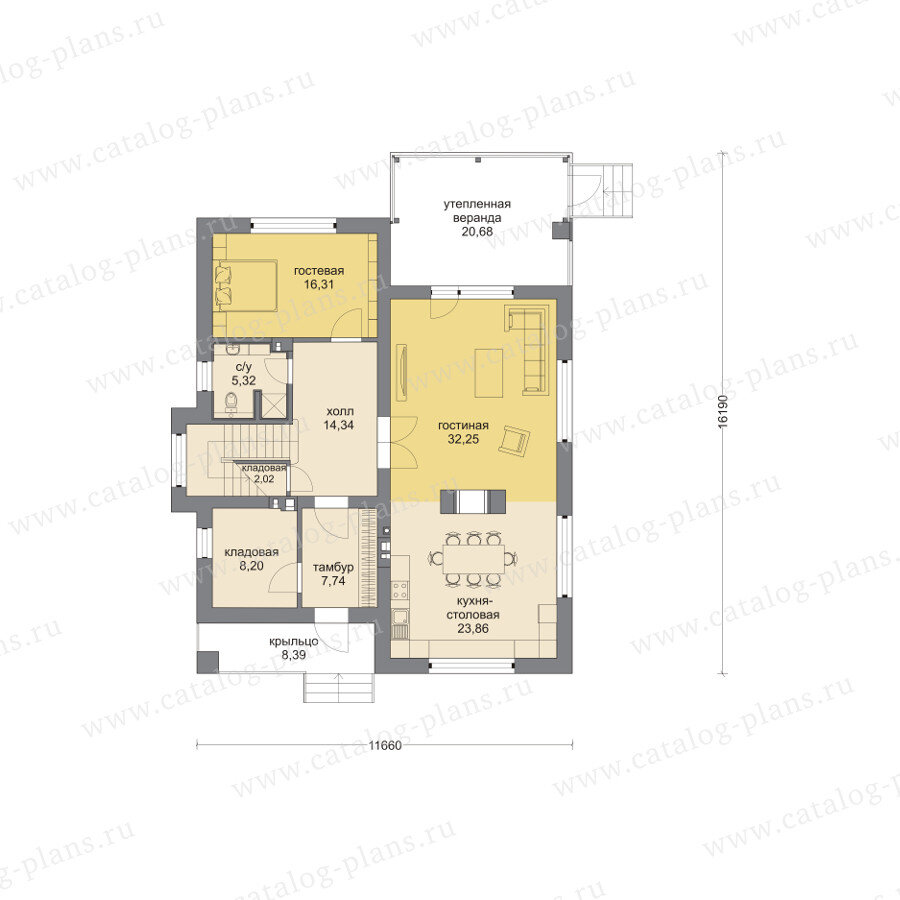 Проект двухэтажного кирпичного дома 259м² с верандой | Проекты Коттеджей |  Дзен