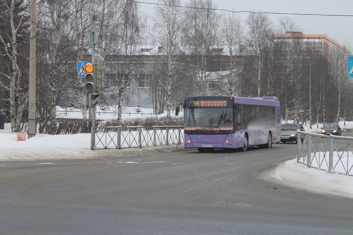 25 февраля 2021 г., г. Архангельск, ул. Никитова, автобус МАЗ-203.069, маршрут № 44