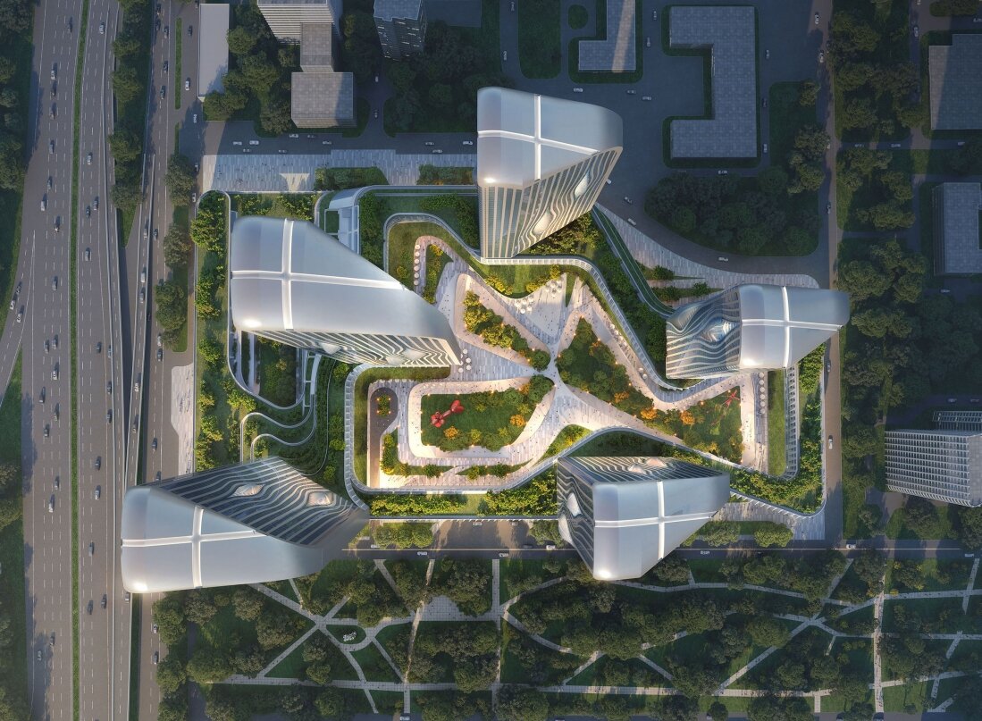 ЖК Union Towers, концепция, 2021 г. Фото © Zaha Hadid architects / предоставлено концерном «Крост»