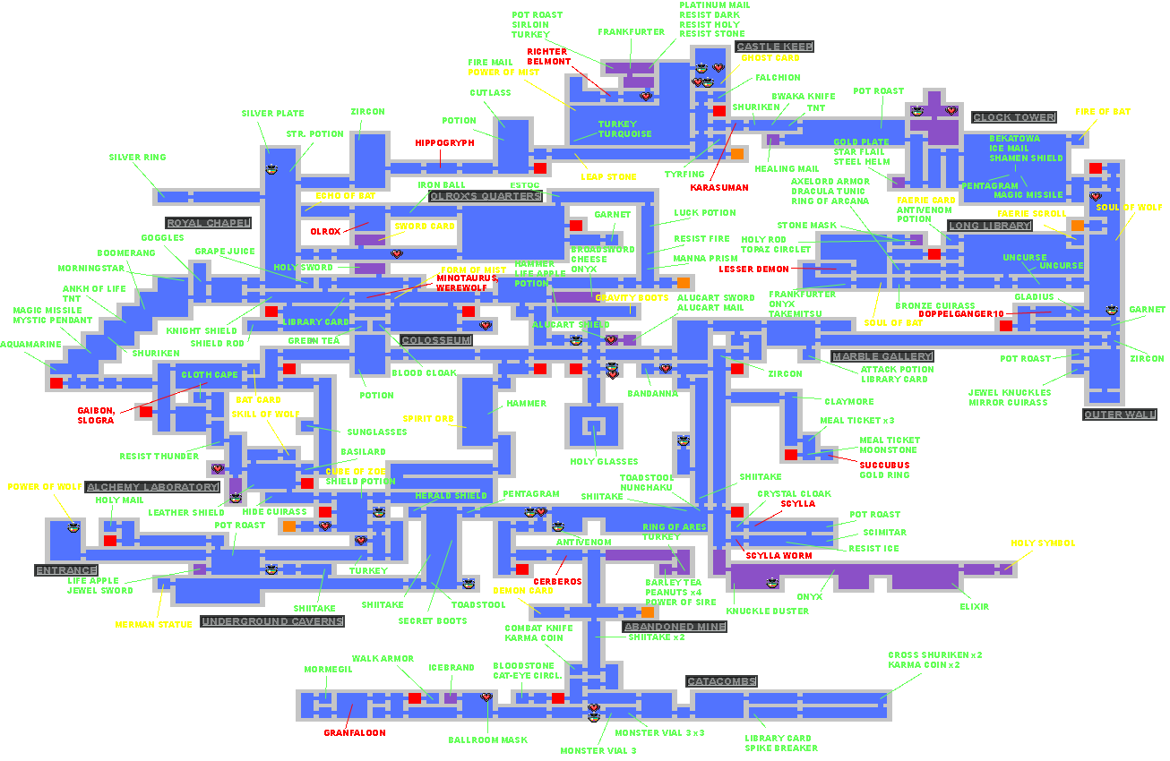 Castlevania symphony of the night inverted map