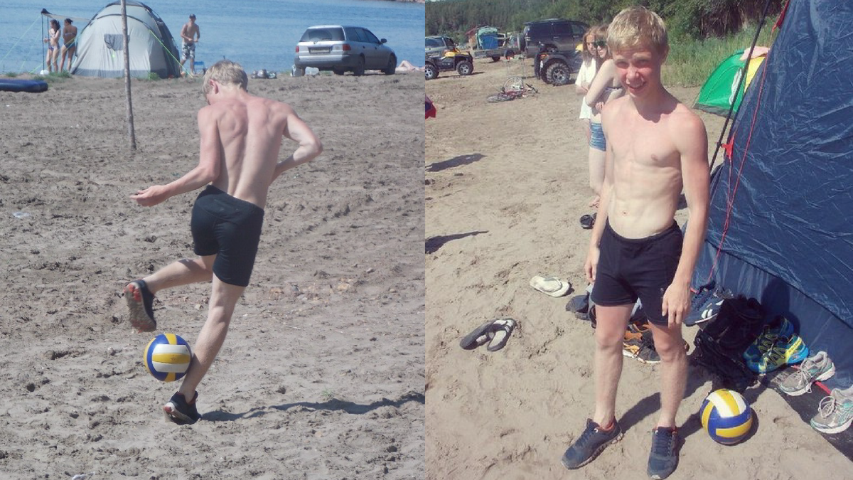 16-летний я занимаюсь футболом волейбольным мячом на своих последних сборах с лыжниками