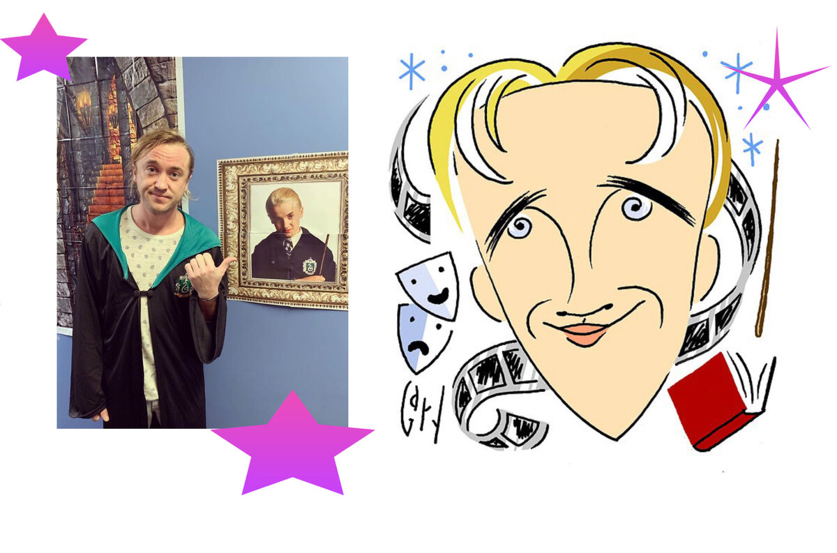 Том Фелтон сейчас и тогда, иллюстрация к мемуарам