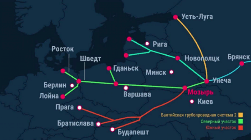 Схема нефтепроводов из России в Европу (фото с сайта regnum.ru)