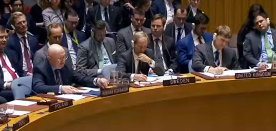 Справа от Василия Небензи представитель Швеции и Великобритании, слева — поляк. 