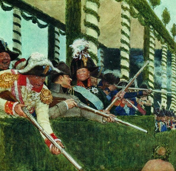 Император Александр І и император Наполеон на охоте