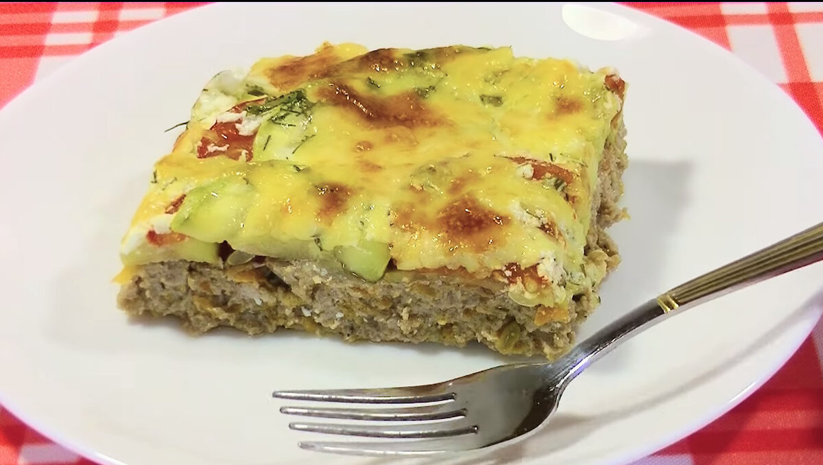 Постная запеканка с макаронами и кабачком